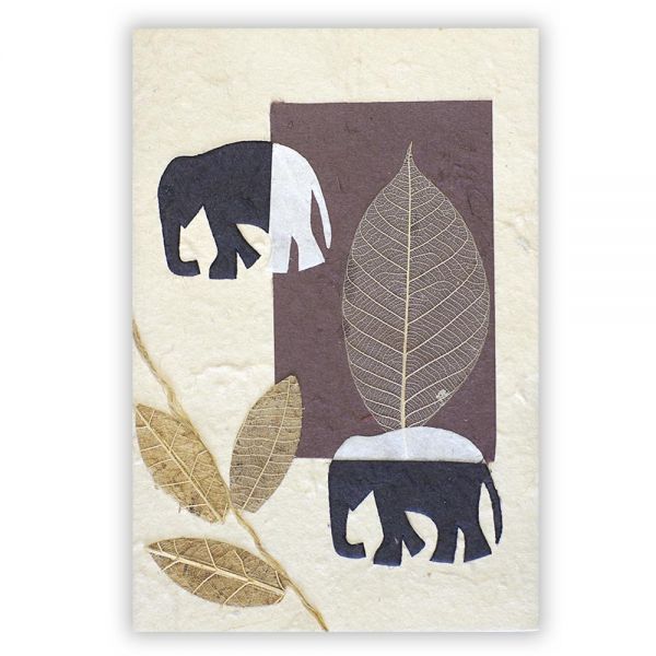 SAA Grußkarte | 2 Elefanten, braun